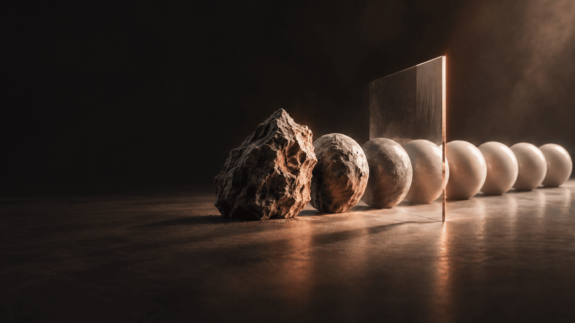 A distinctive raw form becoming a sequence of polished interchangeable objects beyond a governance plane.